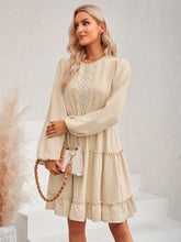 Load image into Gallery viewer, Swiss Dot Lace Trim Balloon Sleeve Dress
