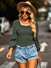 Load image into Gallery viewer, Swiss Dot Smocked Frill Trim Blouse