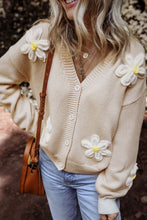 Load image into Gallery viewer, Flower Dropped Shoulder Long Sleeve Cardigan