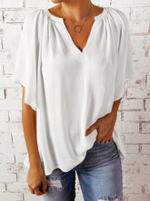 Load image into Gallery viewer, Ruched Notched Half Sleeve Blouse