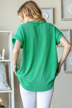 Load image into Gallery viewer, Heimish Full Size Front Pocket Short Sleeve Ribbed Top