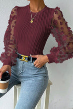 Load image into Gallery viewer, Double Take Textured Applique Long Sleeve Blouse