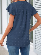 Load image into Gallery viewer, Swiss Dot Notched Cap Sleeve Blouse