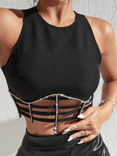 Load image into Gallery viewer, Rhinestone Decor Crop Top