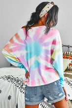 Load image into Gallery viewer, Tie-Dye Boat Neck Batwing Sleeve Tee