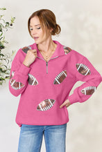 Load image into Gallery viewer, Full Size Sequin Football Half Zip Long Sleeve Sweatshirt