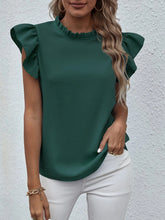 Load image into Gallery viewer, Mock Neck Ruffled Cap Sleeve Blouse