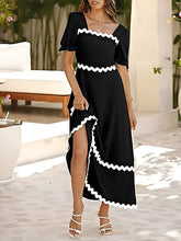 Load image into Gallery viewer, Contrast Square Neck Short Sleeve Dress