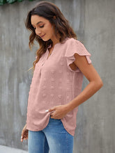 Load image into Gallery viewer, Swiss Dot Notched Cap Sleeve Blouse