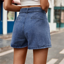 Load image into Gallery viewer, Tie Belt Denim Shorts with Pockets