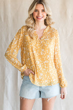 Load image into Gallery viewer, Double Take Printed Notched Neck Smocked Blouse