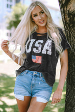Load image into Gallery viewer, USA Cutout Round Neck Short Sleeve T-Shirt
