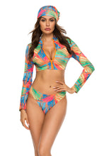Load image into Gallery viewer, Printed Zip Up Three-Piece Swim Set