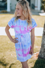 Load image into Gallery viewer, Girls Tie-Dye Belted T-Shirt Dress