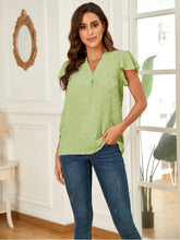 Load image into Gallery viewer, Swiss Dot Notched Cap Sleeve Blouse