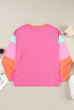 Load image into Gallery viewer, Color Block Round Neck Long Sleeve Top