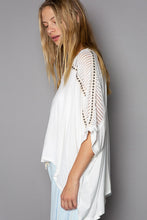 Load image into Gallery viewer, POL Oversize V-Neck Crochet Lace Contrast Studded Top