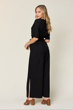 Load image into Gallery viewer, Double Take Full Size V-Neck Tie Front Short Sleeve Slit Jumpsuit
