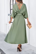 Load image into Gallery viewer, Slit Tied V-Neck Three-Quarter Sleeve Dress