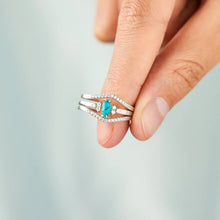 Load image into Gallery viewer, Artificial Turquoise V Shape Inlaid Zircon Ring