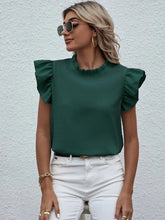 Load image into Gallery viewer, Mock Neck Ruffled Cap Sleeve Blouse