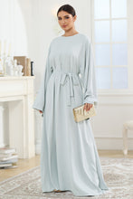 Load image into Gallery viewer, Round Neck Kimono Sleeve Tie Waist Dress