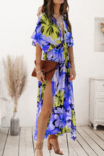 Load image into Gallery viewer, Plunge Printed Split Midi Dress