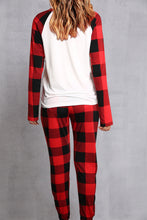 Load image into Gallery viewer, Plaid Round Neck Top and Pants Set