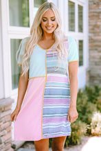 Load image into Gallery viewer, Color Block Short Sleeve Dress