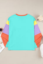 Load image into Gallery viewer, Color Block Round Neck Long Sleeve Top