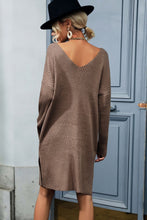 Load image into Gallery viewer, Woven Right Rib-Knit V-Neck Sweater Dress