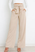 Load image into Gallery viewer, Tie Front Paperbag Wide Leg Pants