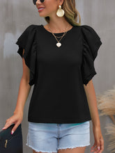 Load image into Gallery viewer, Round Neck Flounce Sleeve Blouse