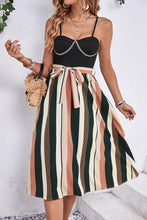 Load image into Gallery viewer, Tied Striped Spaghetti Strap Dress