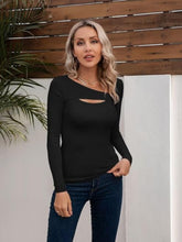 Load image into Gallery viewer, Asymmetrical Neck Long Sleeve T-Shirt