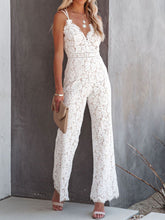 Load image into Gallery viewer, Lace V-Neck Spaghetti Strap Jumpsuit