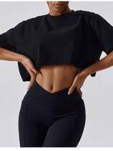 Load image into Gallery viewer, Cropped Round Neck Short Sleeve Active Top