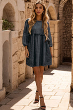 Load image into Gallery viewer, Round Neck Balloon Sleeve Mini Denim Dress