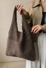 Load image into Gallery viewer, Zenana Crochet Mesh Half Pointelle Knit Tote Bag