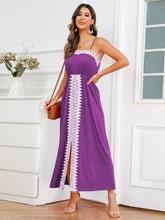 Load image into Gallery viewer, Slit Lace Detail Spaghetti Strap Dress