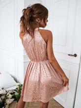 Load image into Gallery viewer, Leopard Print Tie-Front Grecian Neck Mini Dress
