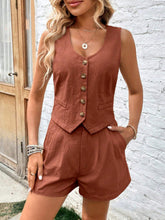 Load image into Gallery viewer, Scoop Neck Sleeveless Top and Shorts Set