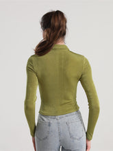 Load image into Gallery viewer, Ruched Button Up Long Sleeve T-Shirt