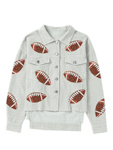 Load image into Gallery viewer, Football Sequin Button Up Dropped Shoulder Jacket