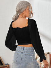 Load image into Gallery viewer, Mesh Sweetheart Neck Flounce Sleeve Top