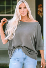 Load image into Gallery viewer, Ribbed Boat Neck Batwing Sleeve T-Shirt