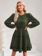 Load image into Gallery viewer, Swiss Dot Lace Trim Balloon Sleeve Dress