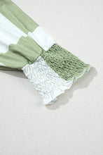 Load image into Gallery viewer, Checkered Round Neck Lantern Sleeve Top