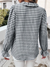 Load image into Gallery viewer, Frill Ruffled Plaid Long Sleeve Shirt