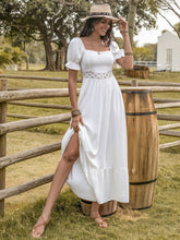 Load image into Gallery viewer, Square Neck Flounce Sleeve Midi Dress